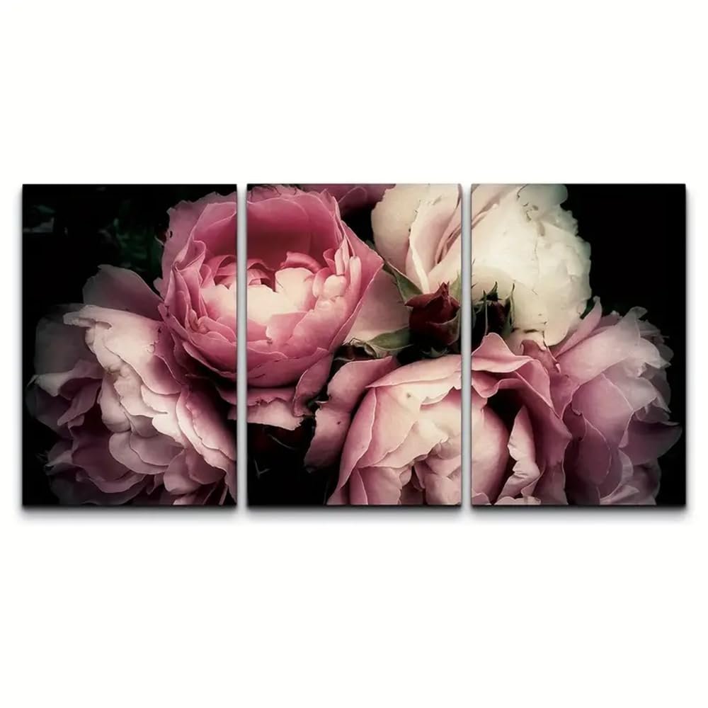 Wbyzac Green Art Prints-Rose Print Canvas Wall Art, Vintage Botanical Wall Decor Aesthetic Posters For Living Dining Room Bedroom Kitchen Artwork Decorations-50 * 70Cm*3Pcs (No Frame)