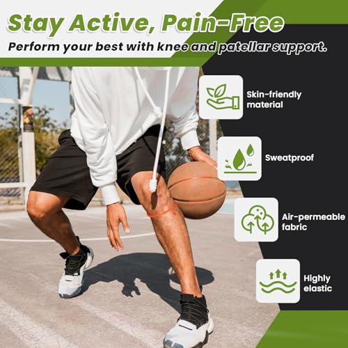 Image of 2PCS Patellar Tendon Knee Strap Knee Band for Knee Pain Relief Patella Band for Basketball Running Sports Breathable Patellar Tendon Support Strap
