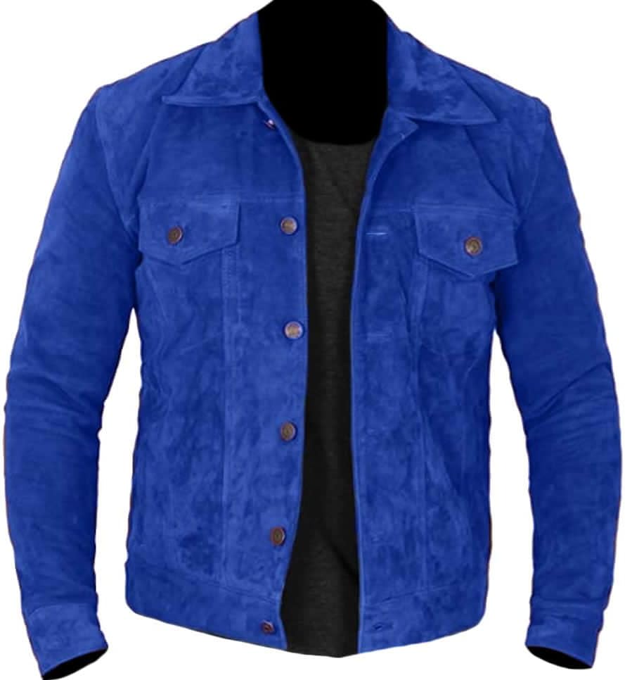 Classyak Men's Fashion Trucker Western Suede Leather Jacket