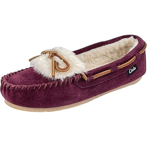 Clarks Women's Suede Moccasin Indoor and Outdoor Slipper