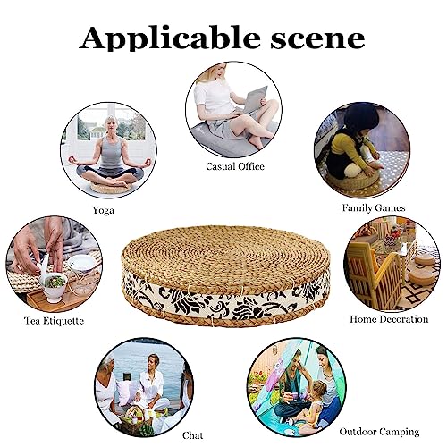 Hulki Tatami Floor Pillow Sitting Cushion Bigger Size, Wild Pucao Pillow Floor Mat, Straw Flat Seat Cushion For Garden Dining Room Living Room Home Decor (Size : 11.8"X 2.8") #TOP3