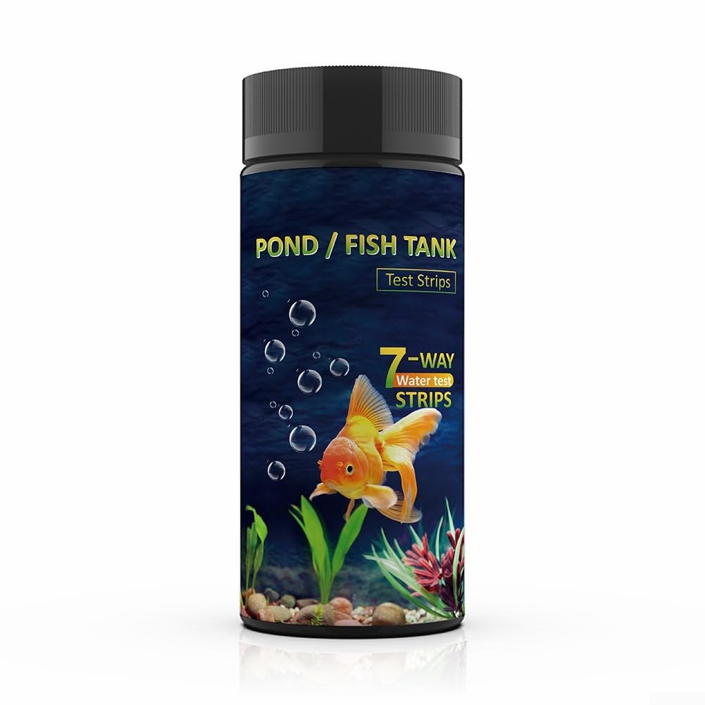 7 In 1 Fish Tank And Pond Water Testing Kit With Strips For Fresh And Salt Water Measuring PH, Nitrite, Nitrate, Hardness, And Additional Parameters(New)