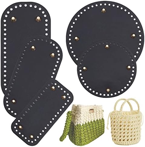 Fondi Per Borsa All'Uncinetto In Pelle PU - 6 Pezzi Forme Rettangolari, Ovali E Tonde
