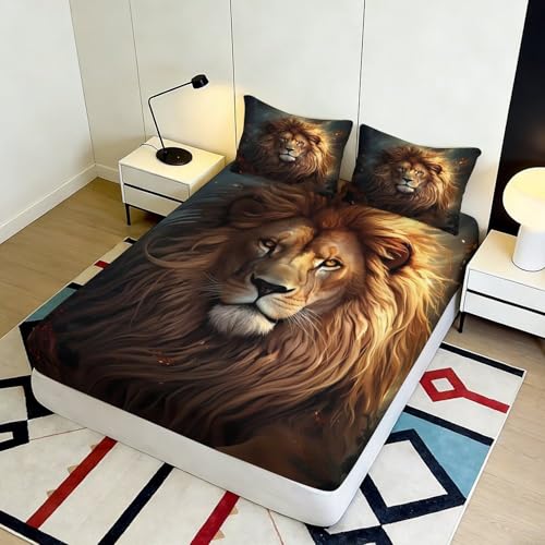 Drap-housse lion microfibre grand bonnet 140x200 lavable - 5