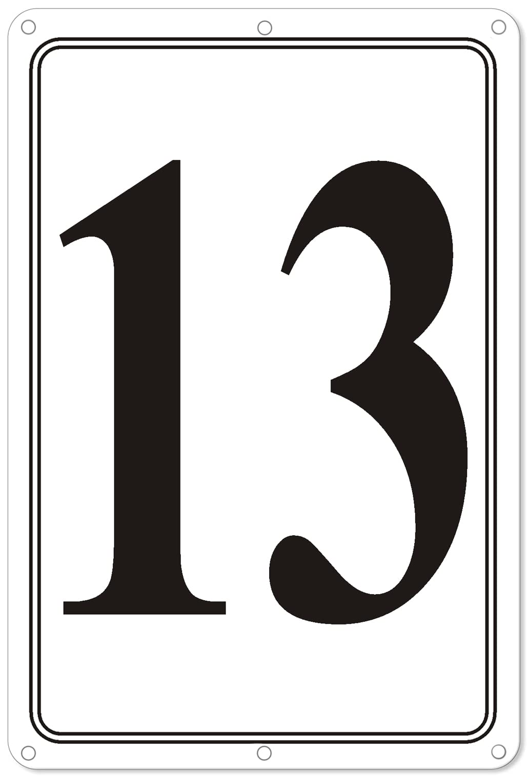 Premium Aluminum Number Signs 13, Metal 12" X 8" Numbered Signs Outdoor for Parking Lots, Floor, Dock, Court, Aisle, Field, High Visibility, No Fade, Weather-resistant