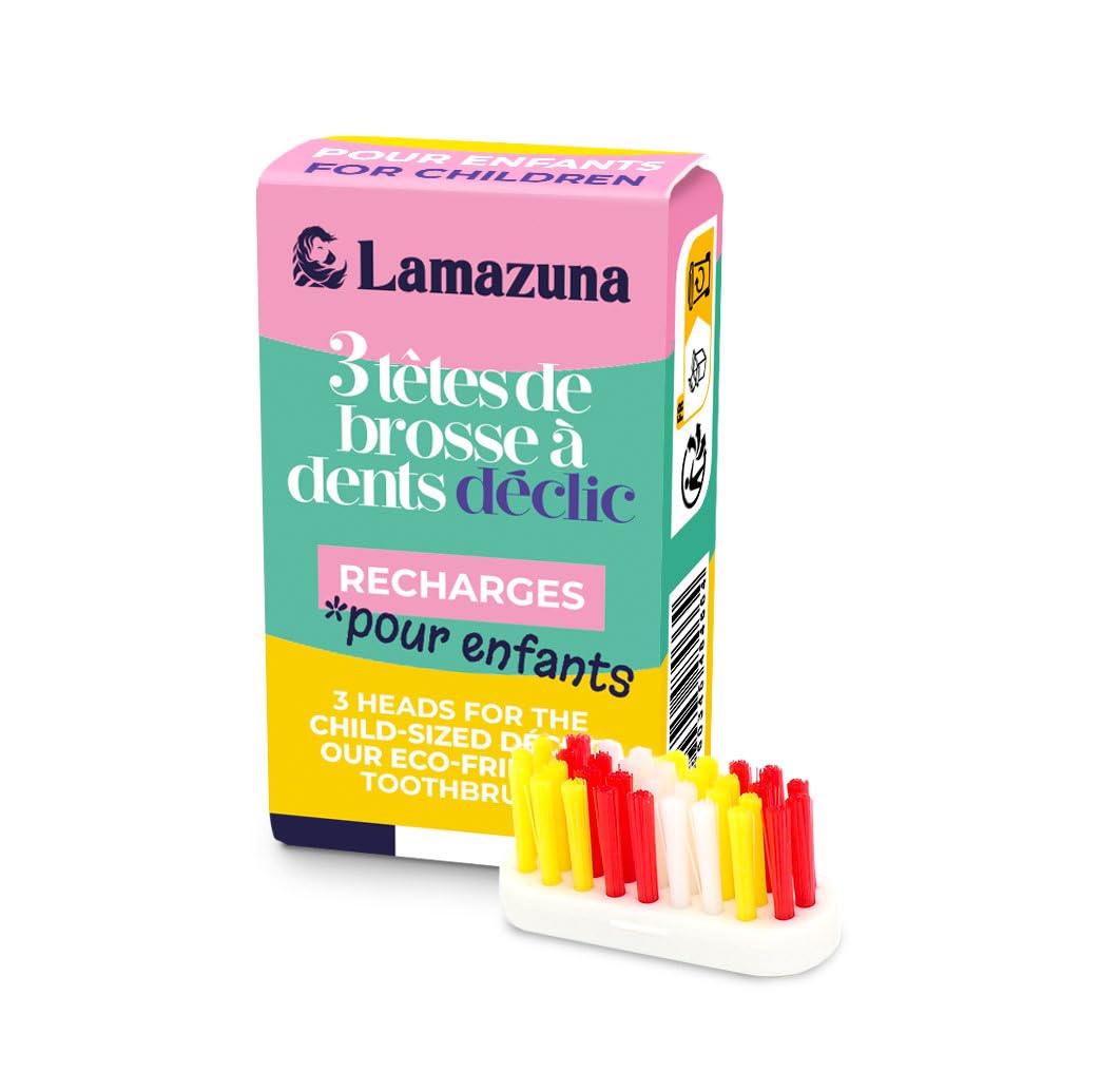 LAMAZUNA 3 TÊTES DE BROSSE A DENTS RECHARGES POUR ENFANTS