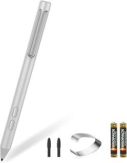 Stylus Pen for Microsoft Surface Pro 9/X/8/7/6/5/4/3, Surface Book 3/2/1, Surface Go3/2/1, Laptop4/3/2,with1024 Levels Pressure,Palm Rejection,Including 3 Spare Nibs &2 AAAA Battery (Silver)