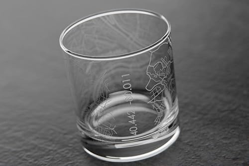 Vista 403 de Well Told Vaso grabado de Washington DC Map Rocks, vidrio de whisky antiguo (11 onzas, transparente), regalo para los amantes del whisky 147-Claro