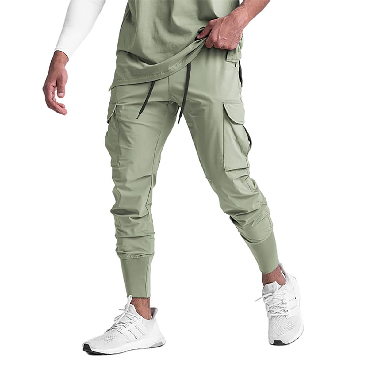 GINTPK Men Cargo Jogger Lightweight Tapered Hiking Pants Sport Running Quick Dry Sweatpants for Training