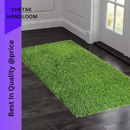 Image of Artificial Grass for Floor 25 Mm High Density Artificial Grass Carpet Mat for Balcony, Lawn, Door, (1, Green, 1.5x1 Foot)
