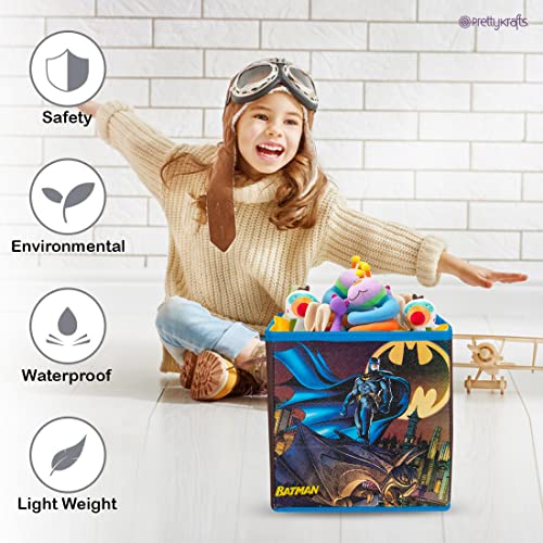 Image of PrettyKrafts Batman Toys Organizer, Storage Box for Kids; Small -Set of 2 Pieces (Blue)