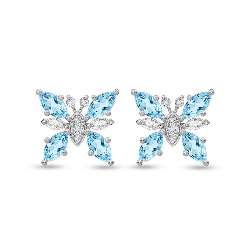 Image of CLARA 925 Sterling Silver Stud Earrings | Platinum Plated | Daily Wear |Gift for Women and Girls