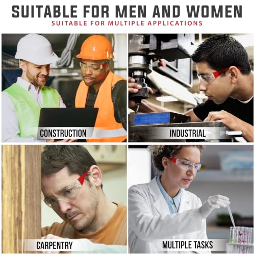 Image of BISON LIFE Clear Safety Glasses - ANSI Z87.1 Certified Scratch & Impact Resistant Eye Protection Goggles for Men & Women