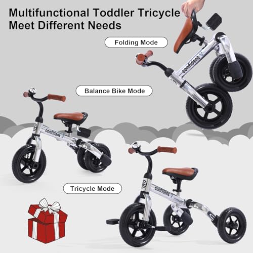 Image of XPIY Tricycle for Toddlers 2-5 Years, 3 in 1 Folding Bike with Pedal & Seat