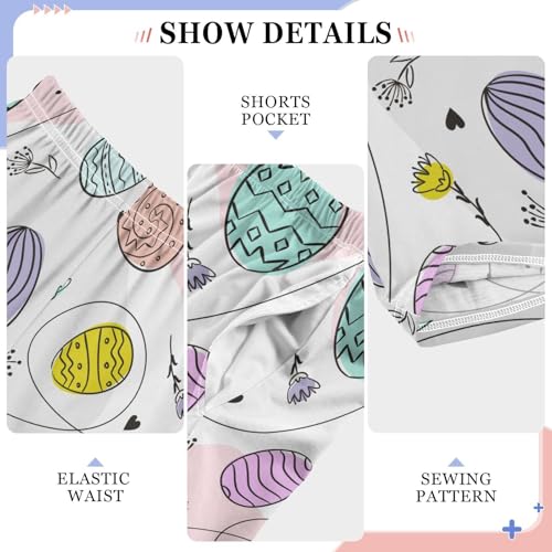 ZZXXB Egg and Flowers Boys Long Pants Soft Trousers Elastic Waist Kids Lounge Bottoms with Pockets S-XL4