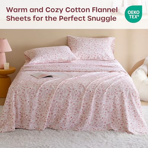 Image of Intelligent Design Flannel Sheets Twin, Cozy Soft 100% Cotton Flannel Bedding, Printed Warm Twin Sheets Set, Ultra Soft Cold Weather Bed Sheet Set, Holiday Doodles, 3 Piece