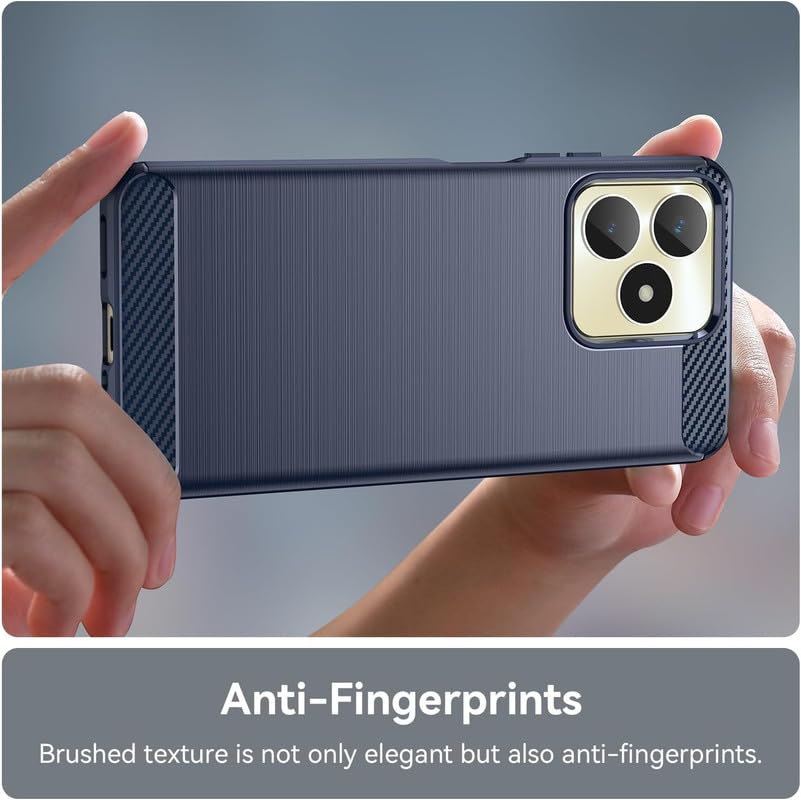 Image of NPRC Hybrid Ultra Slim Protective Case TPU Non-Slip Carbon Fiber Texture Shockproof Case Cover for Realme GT 7 PRO - Blue