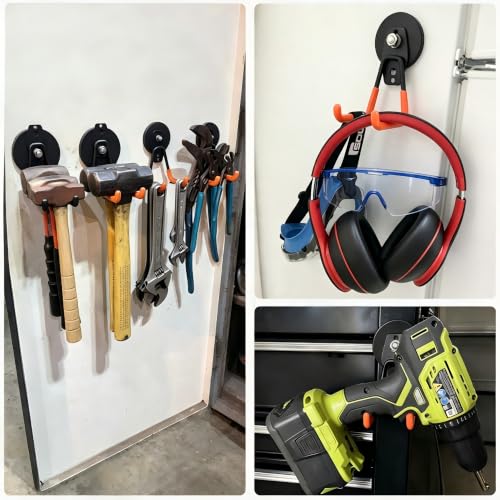 Image of MUTUACTOR Magnetic Hooks Heavy Duty,2PCS Strong Magnetic Garage Hooks for Hanging,Anti-Slip Powerful Magnet Storage Utility Hooks for Cruise Cabins Cabinet Fridge Shed Workshop