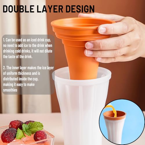 Magic Slushy Maker Squeeze Cup, RosyFate Slushy Becher Selber Machen, Ice Cup Maker,Slushy Becher Zum Drücken, Kühlbecher für Getränke, Portable Freeze Mug, Quick Frozen Smoothies Cup (Orange) – Bild 5