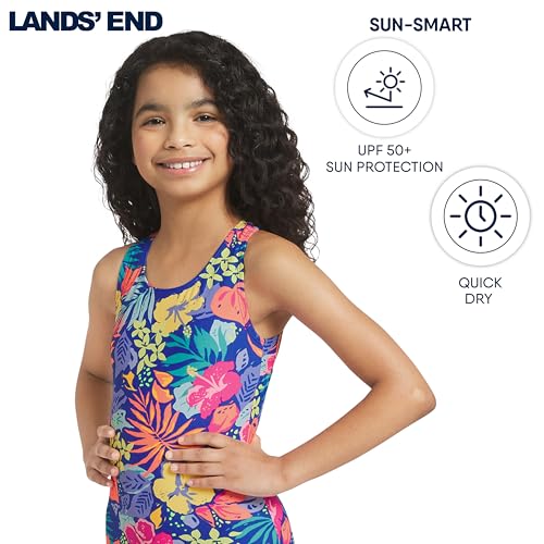 Image of Lands' End Girls' UPF 50+ Stretch Crisscross Back One Piece Swimsuit
