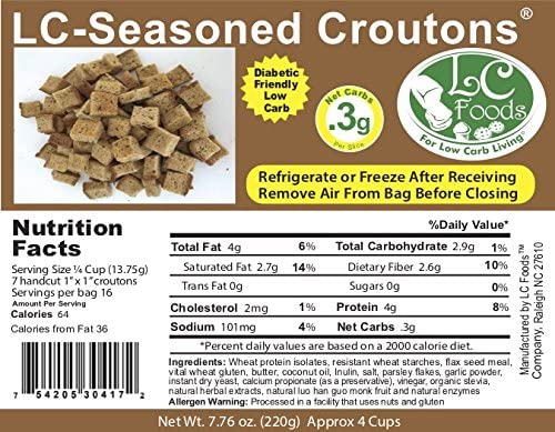 Lc Foods Crispy Seasoned Croutons With Real Butter & Garlic | No Sugar Added | Diabetic Friendly | Fresh Baked | Add Delicious Crunch To Your Meal For Soups, Salads & Stuffing (7.76 Oz) #TOP6
