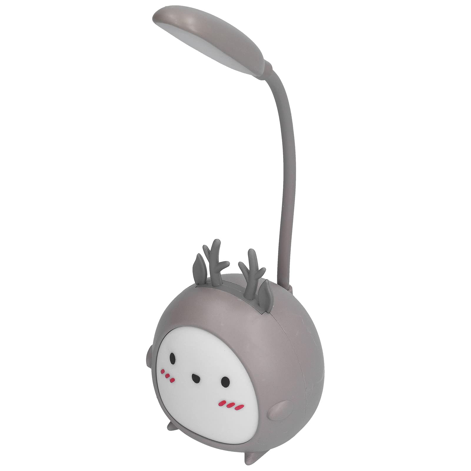 KIMISS Lámpara de Escritorio LED de Animales de Dibujos Animados con Portalápices - Luz Nocturna Recargable USB para - Diseño de Alce que Cuida los Ojos - Compañero de Estudio y