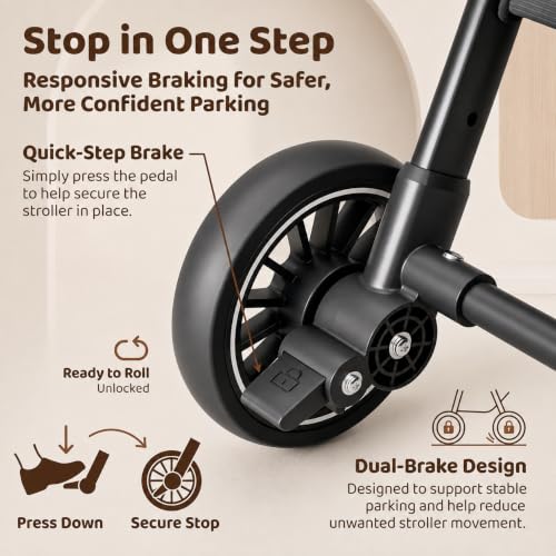 Image of StarAndDaisy Stroller for Baby, Foldable Baby Stroller with Reversible Seat, 3 Recline Positions, 5-Point Safety Harness, Adjustable Footrest, Large Canopy & Storage Basket