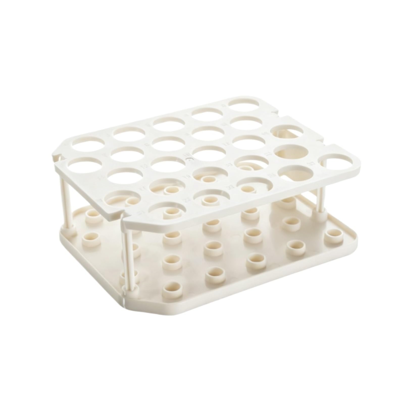 Clear Test Tube Rack for Laboratory, Plastic Test Tube Rack 25 Holes White Multiple Sizes for Laboratory Experiments(12.8x9.9x4.8cm)