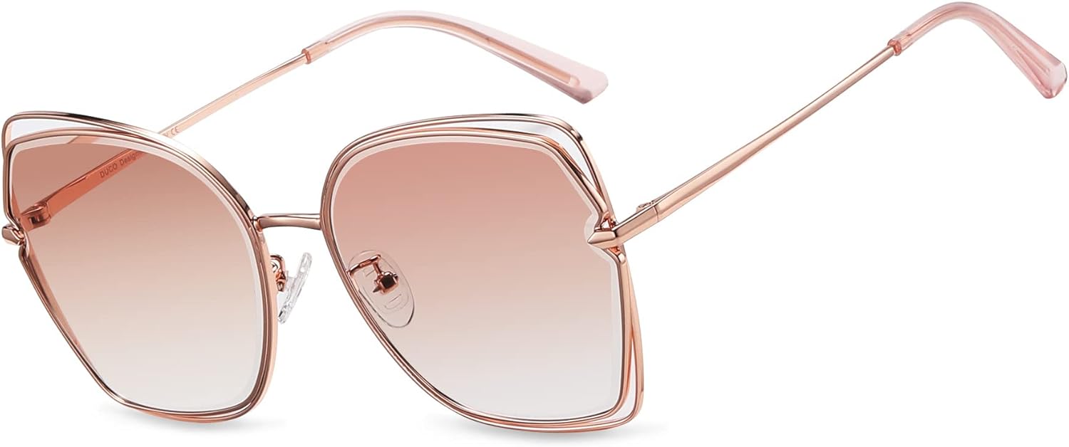 DUCO Oversized Fashion Sunglasses for Women Colorful UV Protection Lens Trendy Retro Designer Sunglasses DC1226