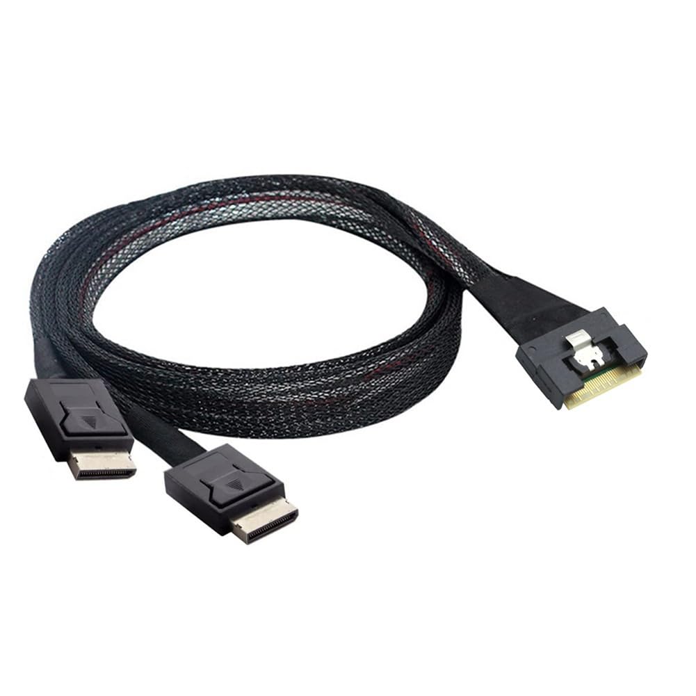 Komdndht Server High-Speed Cable Slim Sas SFF-8654 8i to Oculink SFF-8611 4i X 2 for Server PCI-Express Riser Card