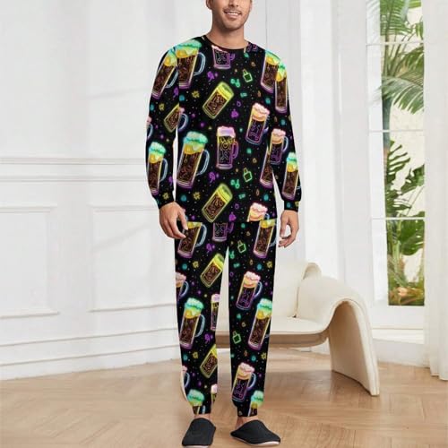 Colorful Beer Pajama Set Long Sleeve Lounge Sets Sleepwear 2 Pjs Nightwear for Men Women2
