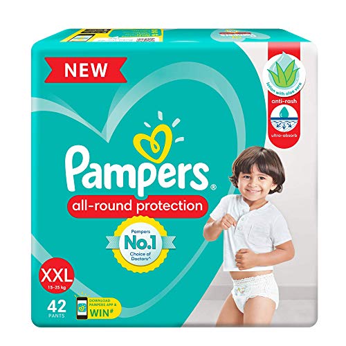 Image of Pampers Active Baby Taped Diapers, Large size diapers, (LG) 50 count, taped style custom fit & All round Protection Pants, Double Extra Large size baby diapers (XXL) 42 Count, Anti Rash diapers