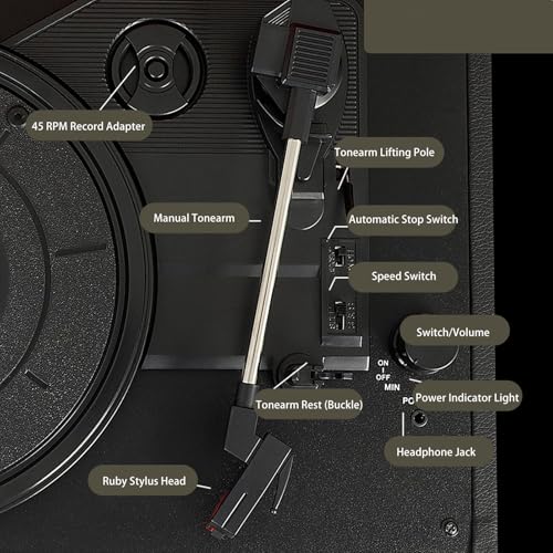 Platine Vinyle, Tourne-Disque BT Vintage avec Haut-parleurs, Platine Vinyle 3 Vitesses, Tourne-Disque USB avec Poignée pour Le Divertissement et la Décoration de la Maison - Les Beatles, Paul McCartney, John Lennon, RIngo Starr, George Harrison Platine Vinyle, Tourne-Disque BT Vintage avec Haut-parleurs, Platine Vinyle 3 Vitesses, Tourne-Disque USB avec Poignée pour Le Divertissement et la Décoration de la Maison – Image 7
