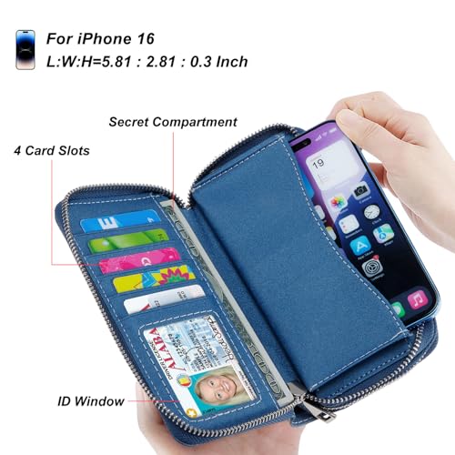 Image of Cellphone Wallet for Women Dual Zipper Long Purse with Removable Wristlet