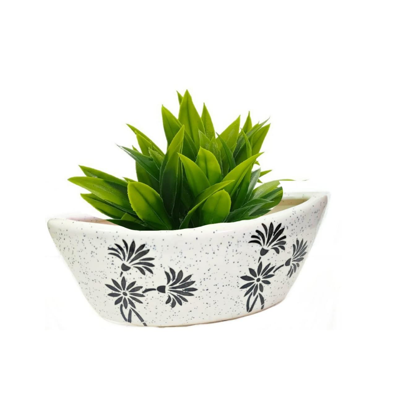 luminescence Ceramic Boat Shaped Flower Printed Planter, Container & Vase, White Color, Size (L 22 CM x H 9 CM x B 11 CM), Pack of 1 (B09QJQQHCN) Amazon Price History, Amazon Price Tracker