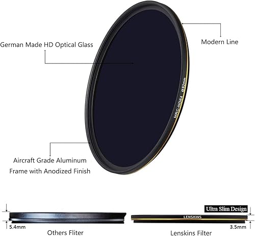 Miniatura 9 de Filtro ND64 de 2.283 in, filtro de densidad neutra de 6 paradas para lentes de cámara, revestimiento multiresistente de 16 capas, vidrio óptico