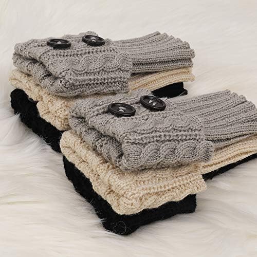PHOGARY 3 Pairs Winter Warm Boot Cuffs for Women, Crochet Knitted Boot Socks for Girls Short Leg