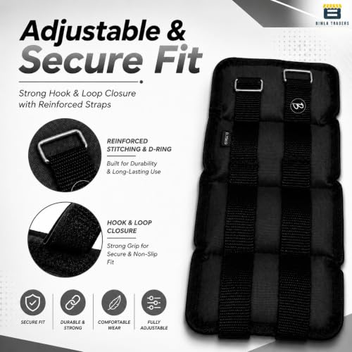 Image of Btag Solid Neoprene Ankle & Wrist Weights (0.750 kg x 2 Pcs) | Adjustable Strap | Unisex Leg & Arm Weight Cuffs for Gym, Workout & Training (Balck)