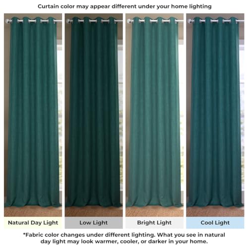 Image of HPD Half Price Drapes - Grommet Faux Linen Curtains for Living Room (1 Panel) - 50W X 120L - Textured Room Darkening Curtains for Bedroom 120 Inches Long - Drapes for Home Decor, Slate Teal