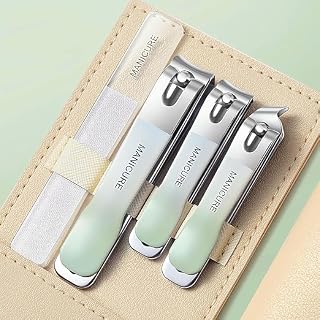 4 Pcs Nail Cutter Kit Set – Stainless Steel Nail Clippers Set for Fingernails & Toenails – Sharp Grooming Tools for Men & Women – Compact Travel-Friendly Manicure Pedicure Set (Multicolor) (Style C)