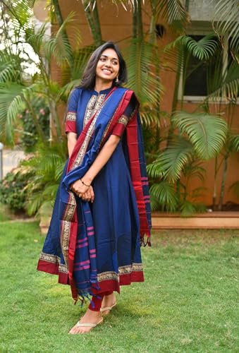 Image of GoSriKi Women's Rayon Viscose Solid Anarkali Kurta with Dupatta