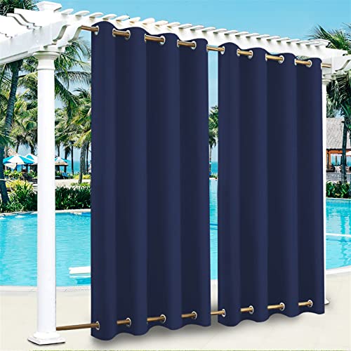 Rideaux d'extérieur imperméables pour terrasse – Occultant la lumière du soleil – Œillets antirouille – Coupe-vent en haut et en bas pour tonnelle,...