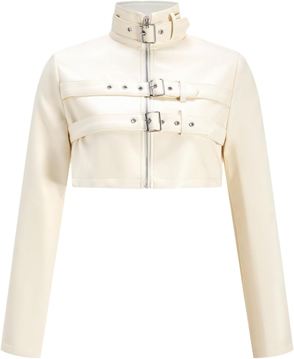 Women's Zip Up Cropped Motorcycle Jacket Y2k Leather Bomber Jackets Streetwear