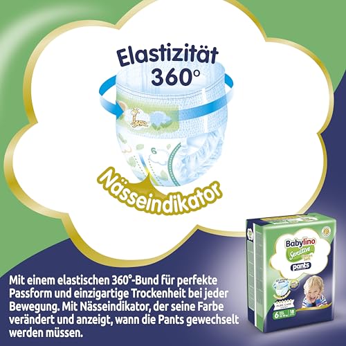 Babylino Sensitive Cotton Soft Windeln Größe 6, Pants XL (13-18 kg), 18 Stück