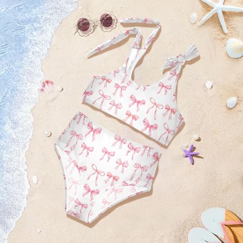 Image of Girls Tankini Swimsuit 2 Piece Pink Unicorn Donuts Summer Beach Bikini Bathing Suit 3T