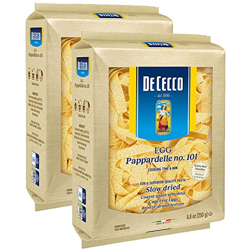 De Cecco Egg Pappardelle Enriched Egg Noodles, 8.8oz(250g) (Pack of 2)