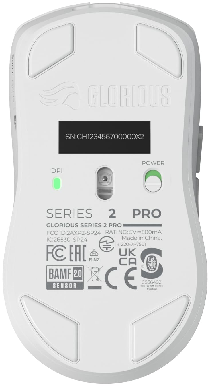 GLORIOUS Series 2 Pro Ratón Gaming Inalámbrico 8K Ergonómico (Blanco) | Switches ópticos 100M, sensor BAMF 2.0 26K, peso superligero 55g, forma simétrica compacta, precisión excepcional de juego