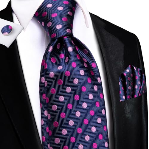 Image of Dubulle Mens Paisley Floral Silk Tie for Men Striped Necktie and Pocket Square Cufflinks Set Wedding Business