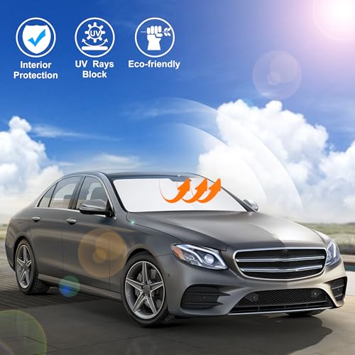 Image of Windshield Sun Shade Custom Fit for 2016-2022 Mercedes Benz GLC Accessories Foldable Sunshade Sun Blocker Protect Car from Sun Rays & Heat Damage Keep Car Cooler