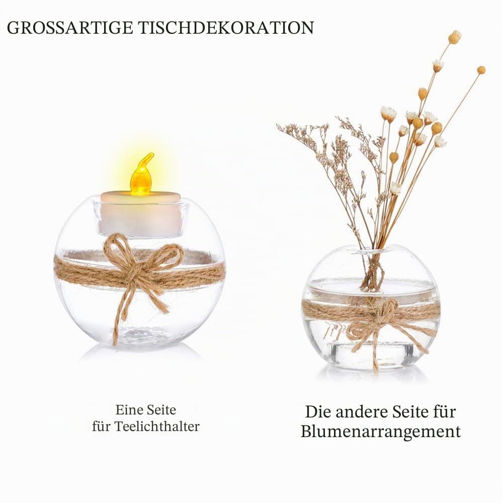 NUPTIO 18 Stück Klarglas Teelichthalter, 2 Nutzungsarten Votive Kerzenhalter, Tischdekoration Hochzeit, Party, Events, Aromatherapie, Spa, Reiki, Braut, Votiv (18 Stck + 2 Stck)